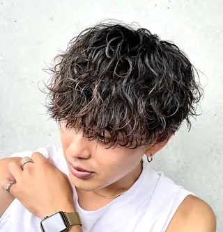 ショート パーマ メンズ 恵比寿メンズカット モデル無料/かずきのヘアスタイル