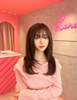 ミディアム カラー 山崎/ボブ縮毛矯正 レイヤー髪質改善のヘアスタイル