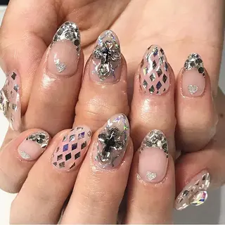 ネイル 渋谷／チップ長さ出し 👑アプレgel-xのネイルデザイン