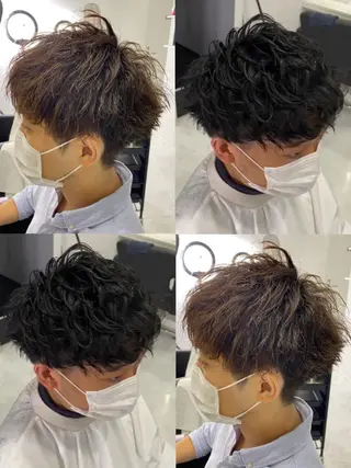ショート カラー パーマ ヘアアレンジ メンズ 🔥メンズパーマ 特化 渡辺一翔のヘアスタイル