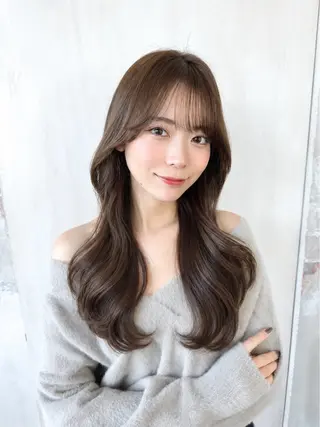 ロング 顔周り/くびれヘア 韓国ヘア💕風間るなのヘアスタイル