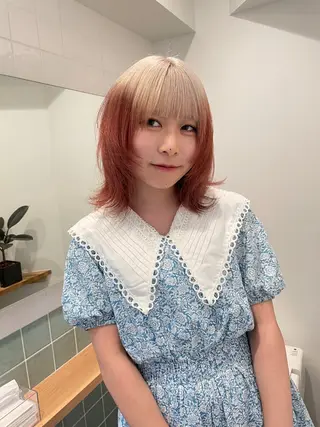 ミディアム カラー ボブ/レイヤーカット 縮毛矯正/コウキ新宿のヘアスタイル