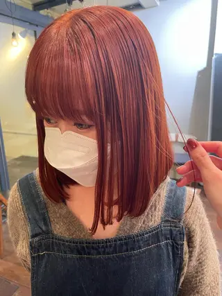 ミディアム カラー ヘアアレンジ 抜け感ボブ×パーマ |kazaneのヘアスタイル