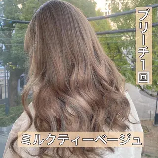 ロング カラー 鈴木/ボブ/ ベージュ/ピンクのヘアスタイル