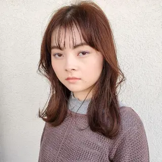 セミロング カラー 韓国風レイヤーカット 上手く丁寧早い/マツのヘアスタイル