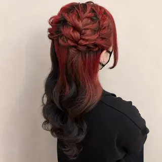 ロング ヘアアレンジ ⟡.·Fuka/ ヘアメ🎀暖色カラーのヘアスタイル