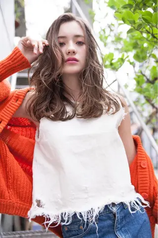 ミディアム カラー パーマ ヘアアレンジ TOKI /透明感/原宿のヘアスタイル