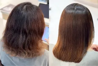 セミロング カラー&縮毛矯正 ワタナベ テルキのヘアスタイル