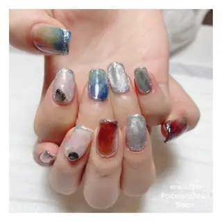 ミディアム ネイル 🐾enen style 🐾のネイルデザイン