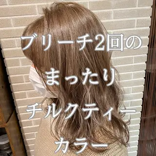 ミディアム カラー 髪質改善カラー韓国風 レイヤーtudaのヘアスタイル