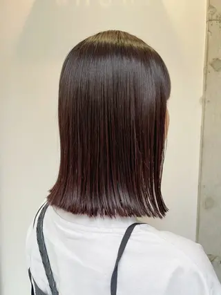 ミディアム 暖色カラーボブカット 🍇⛄️佐藤愛里のヘアスタイル