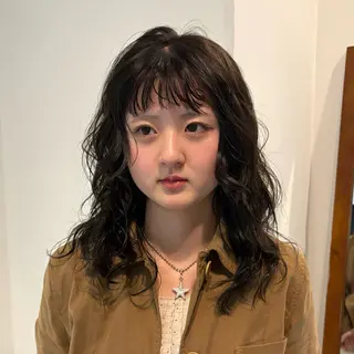 ミディアム カラー パーマモデル／ カラー／ﾓﾓｶのヘアスタイル