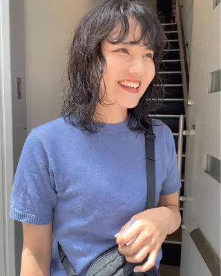 ミディアム パーマ やまさきえりこ ニュアンスパーマのヘアスタイル