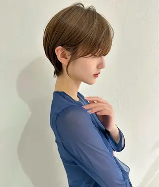 ショート カラー 【表参道】小顔ショー ト /丸みボブ/荒砂のヘアスタイル