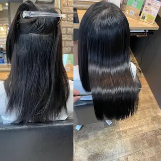 ロング 韓国レイヤーカット× 髪質改善ラビマーニのヘアスタイル