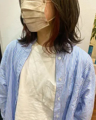 ミディアム カラー パーマ ヘアアレンジ メンズ アイブロウ MOE /Zina横浜2ndのヘアスタイル