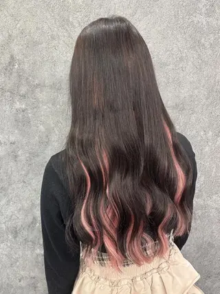 カラー ヘアアレンジ ロング エクステ MORI エクステMARIKAのヘアスタイル