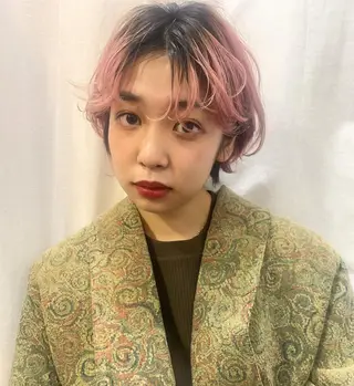 ショート カラー ヘアアレンジ 福岡似合わせレイヤー /ウルフ/ハイトーンのヘアスタイル