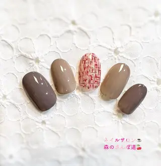 ネイル ショートネイル 森のさんぽ道のネイルデザイン