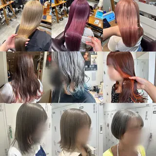 カラー シールエクステ/ ブリーチカラーのヘアスタイル