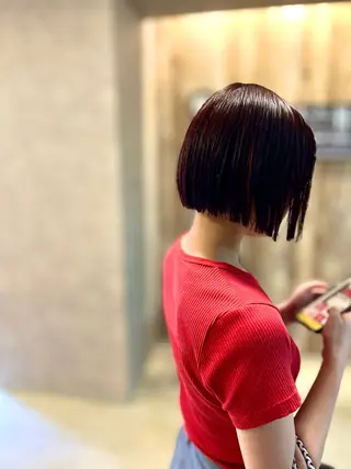 ショート カラー 縮毛矯正/ レイヤー/ミディアムのヘアスタイル