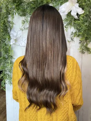 ロング カラー パーマ ヘアアレンジ 大阪レミーエクステ チビ編み込みのヘアスタイル
