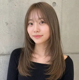 セミロング カラー 盛れる顔まわりカット 髪質改善/渋谷/れんのヘアスタイル