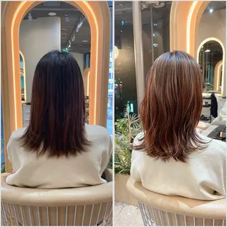 ミディアム 縮毛矯正、肩上の長さ お任せ☆マンツー施術のヘアスタイル