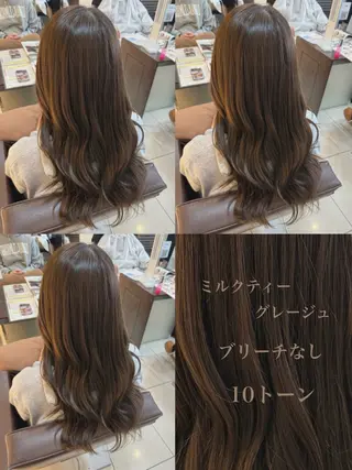 ロング レイヤーカット✖️ 柔らかベージュカラーのヘアスタイル