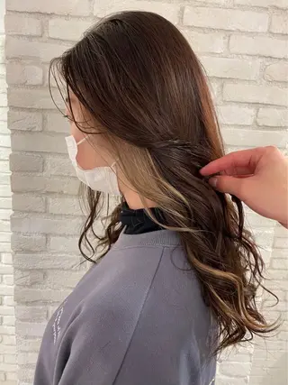 ミディアム カラー 髪質改善縮毛矯正 ボブレイヤーRINAのヘアスタイル