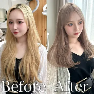 セミロング カラー 🇰🇷韓国風くびれ ヘア🇰🇷中村優大のヘアスタイル