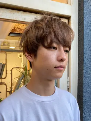 ミディアム カラー メンズ ♤メンズ✖️パーマ♧ 第十 和博のヘアスタイル