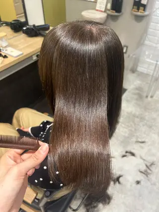 セミロング パーマ hubhair レイヤー/透明感のヘアスタイル