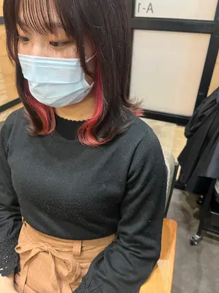 ミディアム カラー パーマ ヘアアレンジ メンズ キッズ ネイル マツエク・マツパ アイブロウ 久木原 ゆりのヘアスタイル