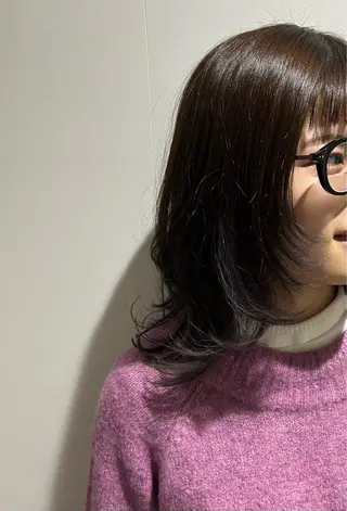 ミディアム カラー 竹村 茉優のヘアスタイル