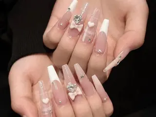 ロング カラー 波 なみのネイルデザイン