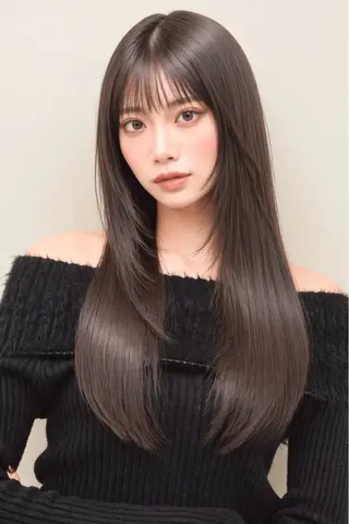ロング カラー パーマ 心斎橋/ブリーチなし 髪質改善/レイヤーのヘアスタイル