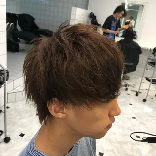 ショート カラー パーマ メンズ ベージュグレージュ 💕しゅーじ💕のヘアスタイル