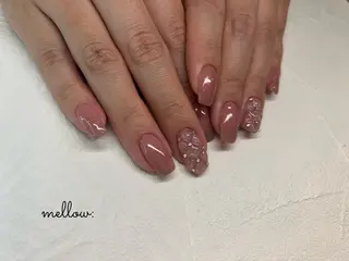ネイル mellow:ｸﾙﾐ ﹡˖˟༝🎀˖˟ ༝のネイルデザイン