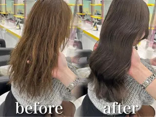 ロング カラー ブリーチ縮毛矯正飛我 韓国ヘア🫧のヘアスタイル