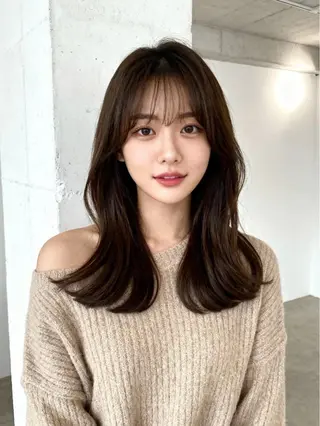 セミロング カラー 韓国レイヤーカット 🫧大阪梅田レイヤーのヘアスタイル