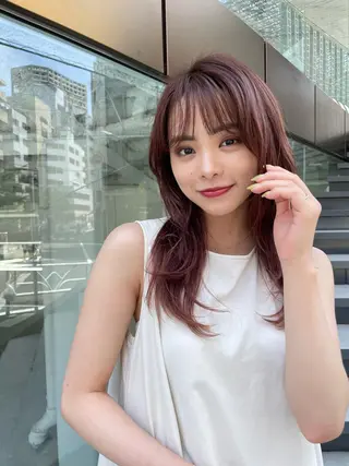 セミロング カラー 【表参道】Ruri デジタルパーマのヘアスタイル