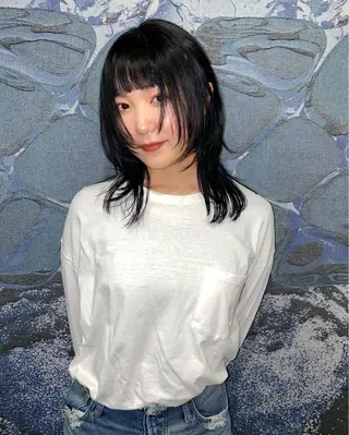 ミディアム カラー ヘアアレンジ ウルフカット モデル募集中！ミカのヘアスタイル