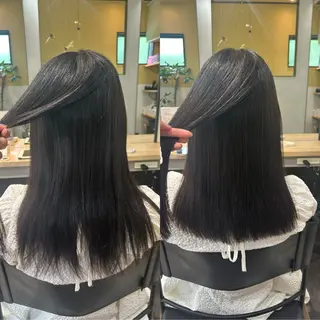 セミロング パーマ hubhair レイヤー/透明感のヘアスタイル