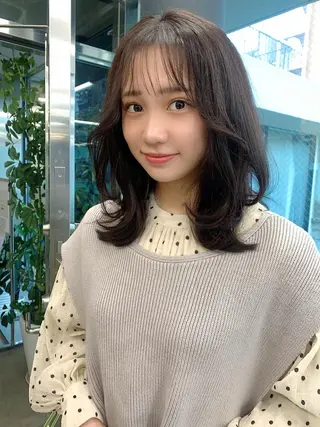 ミディアム カラー 透明感カラー✂︎ /縮毛矯正/YUKAのヘアスタイル