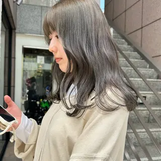 セミロング カラー 縮毛/透明感カラー Mariamu🫧のヘアスタイル