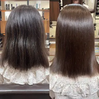 ミディアム 縮毛矯正/髪質改善/ 艶髪/レイヤーカットのヘアスタイル