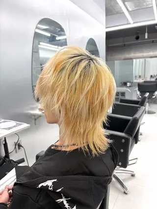 ミディアム メンズ ʜᴀʀᴜᴋᴀ♱メンズ ウルフ/ブリーチのヘアスタイル