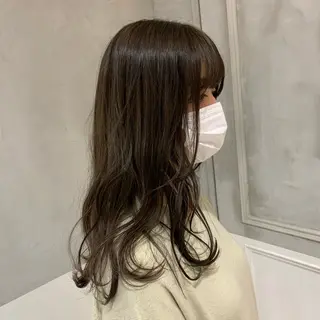 ロング オリーブ カラー✨有坂映哉のヘアスタイル