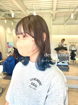 ミディアム カラー 峯崎 葵のヘアスタイル